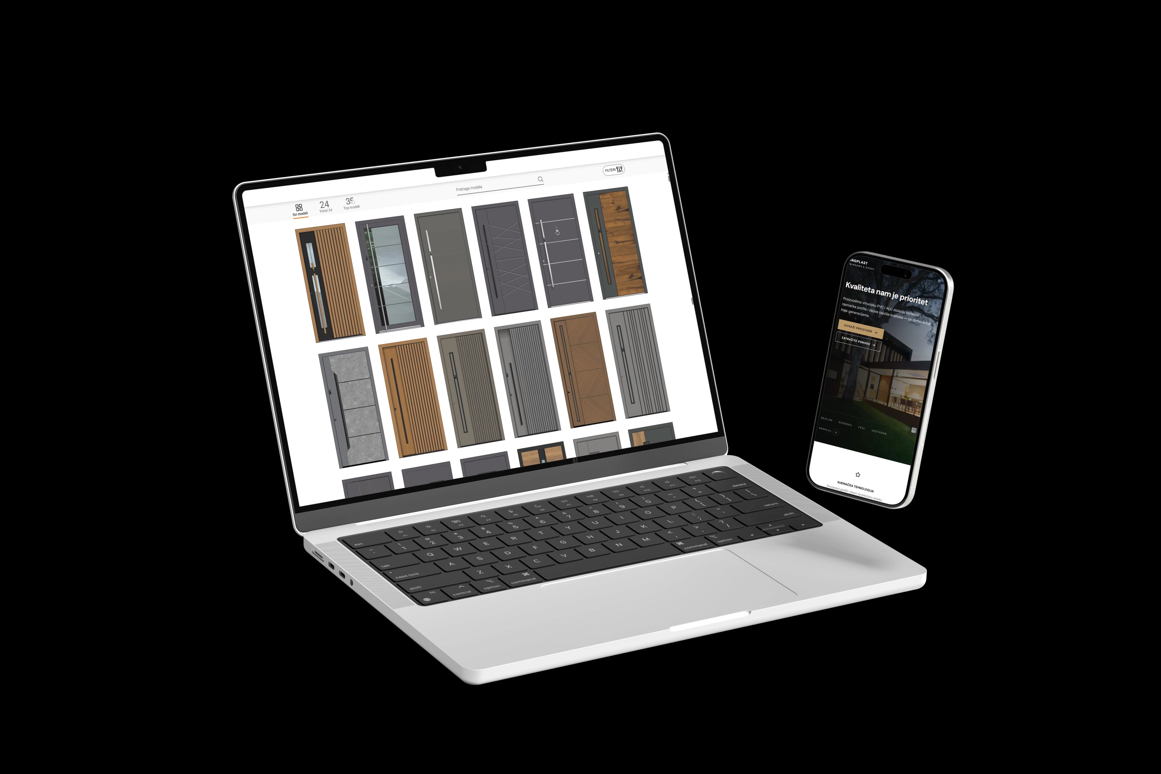 INOTHERM konfigurator prikazan na laptopu, tabletu i mobitelu